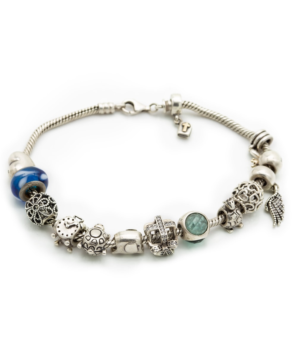 Pandora Armband mit 14 Charms 925er Silber