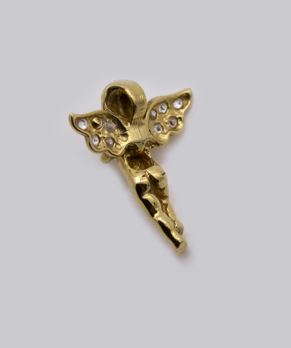 Engelanhänger mit Zirkonia 585er Gelbgold