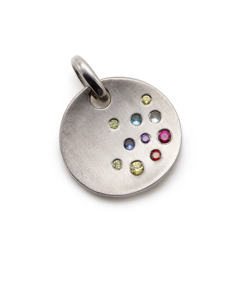 Anhänger mattiert mit Regenbogen-Zirkonia 925er Silber 