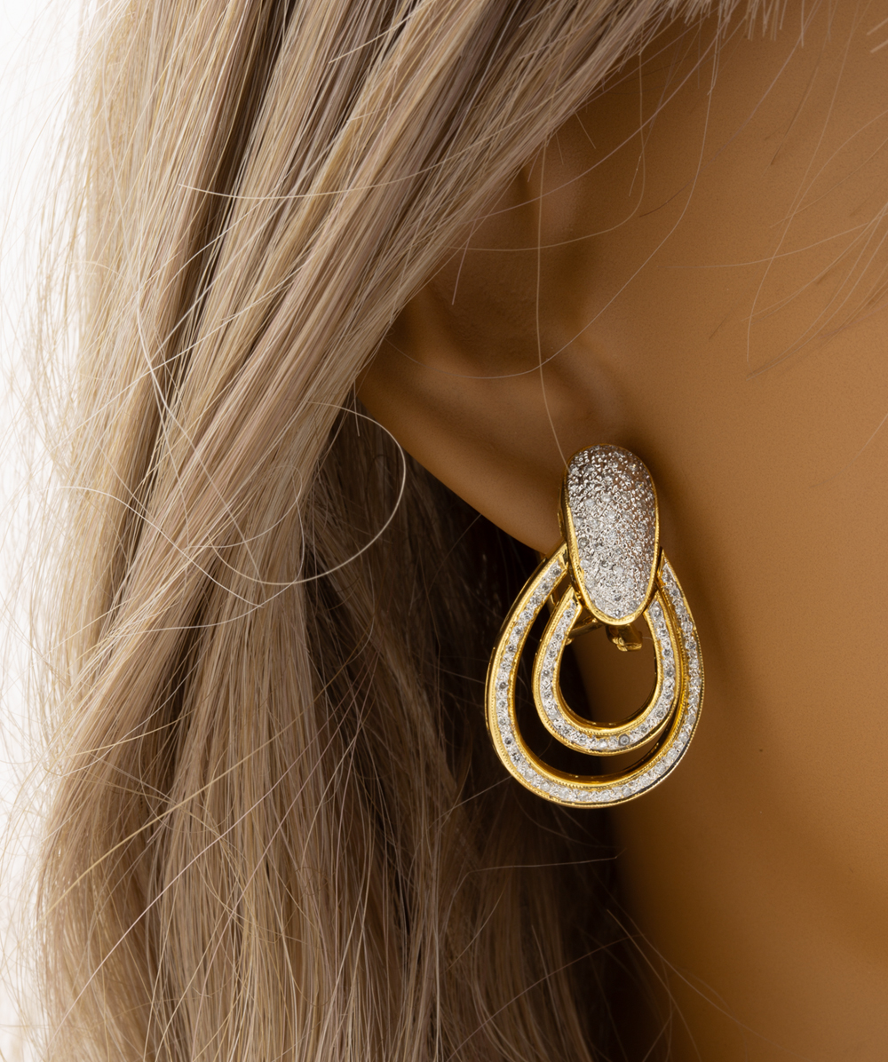 Ohrclips mit Brillanten 750er Gold bicolor