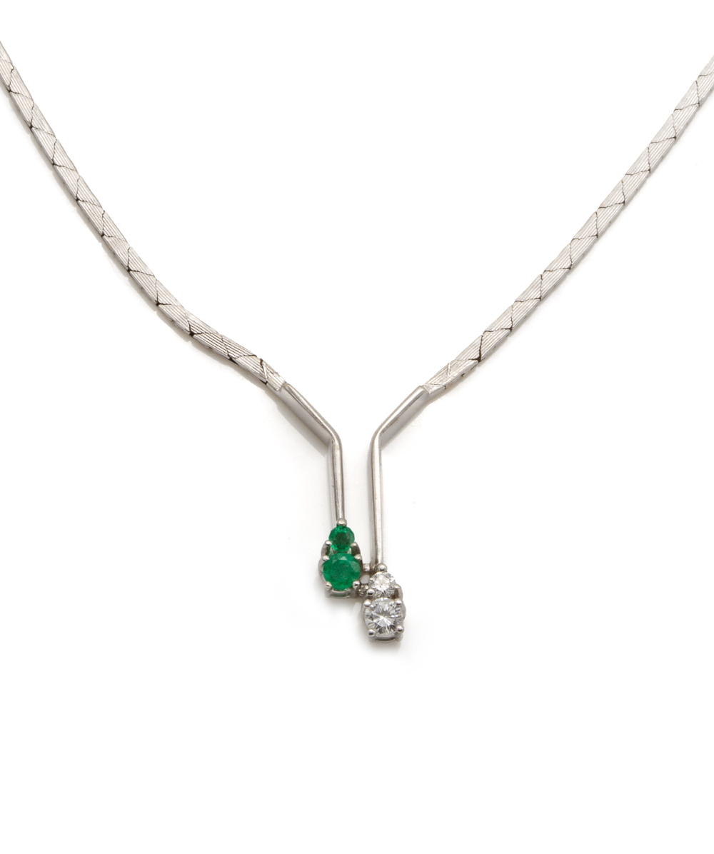 Brillantkette mit Echt Smaragd 585er Weißgold