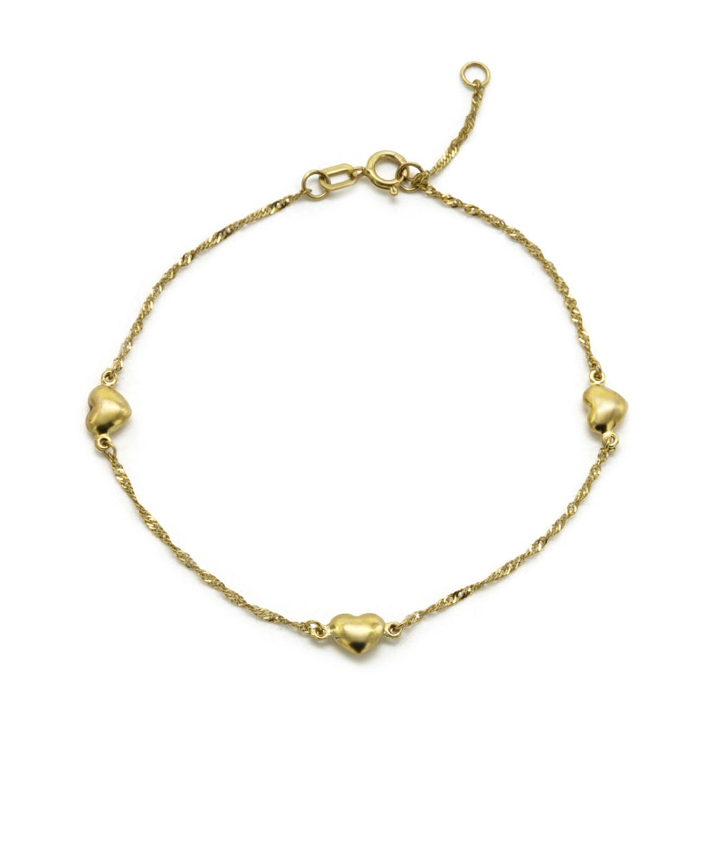 Armband mit Herzen 333er Gelbgold