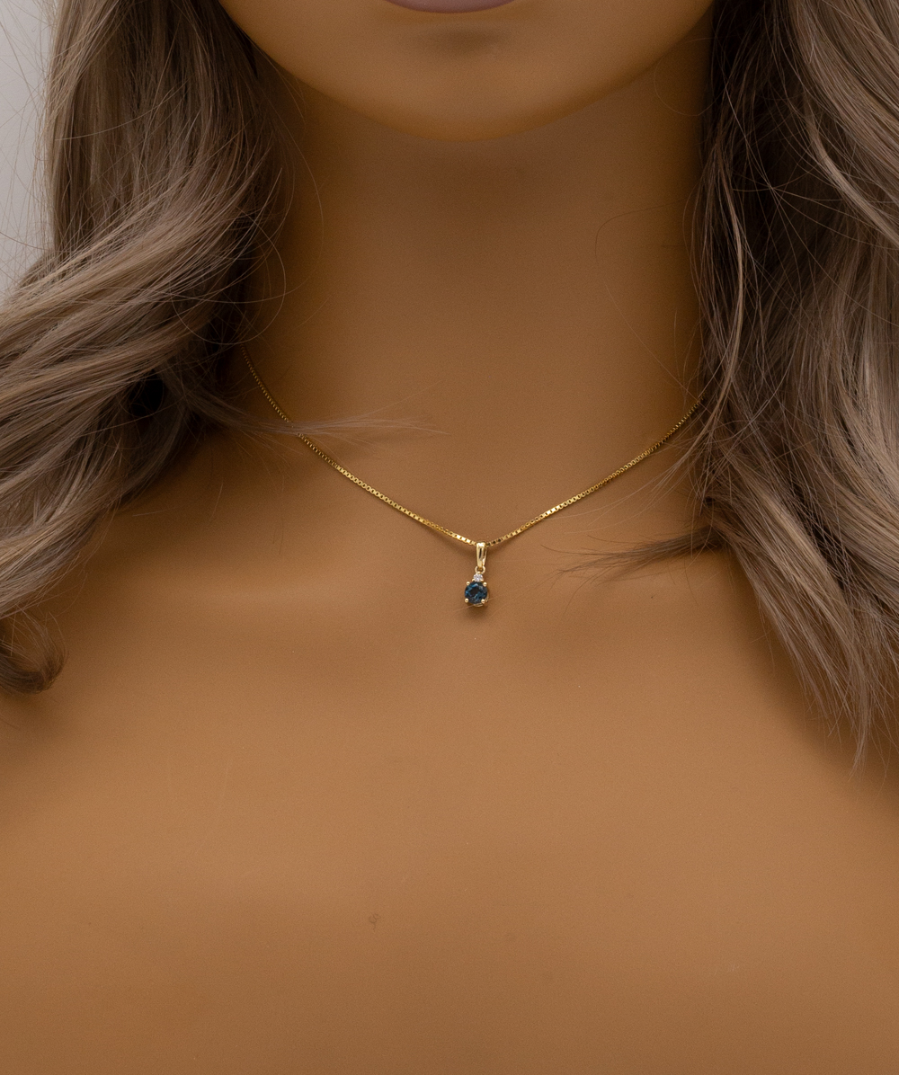 Brillantanhänger London Blue Topas 585er Gelbgold 