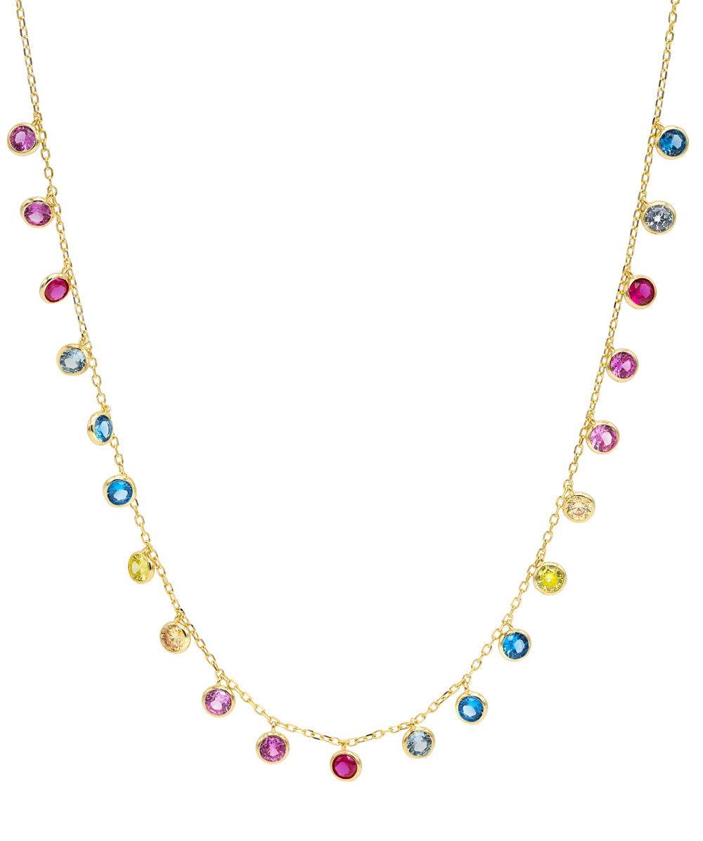 Halskette mit Zirkonia multicolour 925er Silber vergoldet