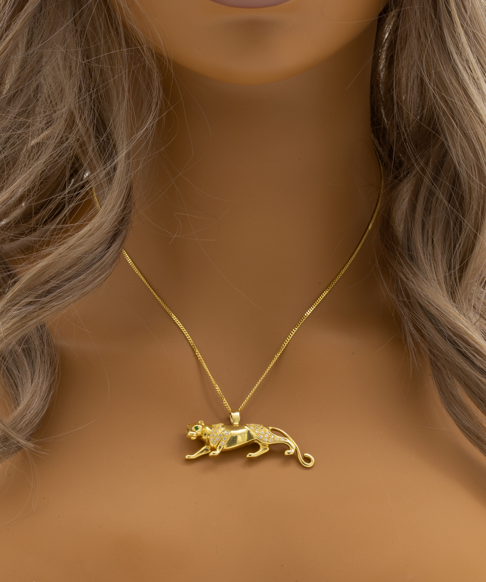 Brillantanhänger Panther 750er Gelbgold