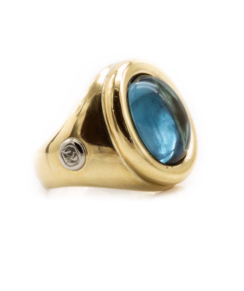 Ring mit Farbstein 750er Gold bicolor