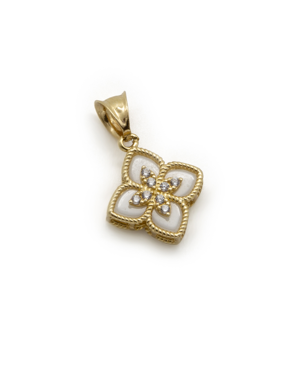 Anhänger Kleeblatt mit Zirkonia 585er Gelbgold