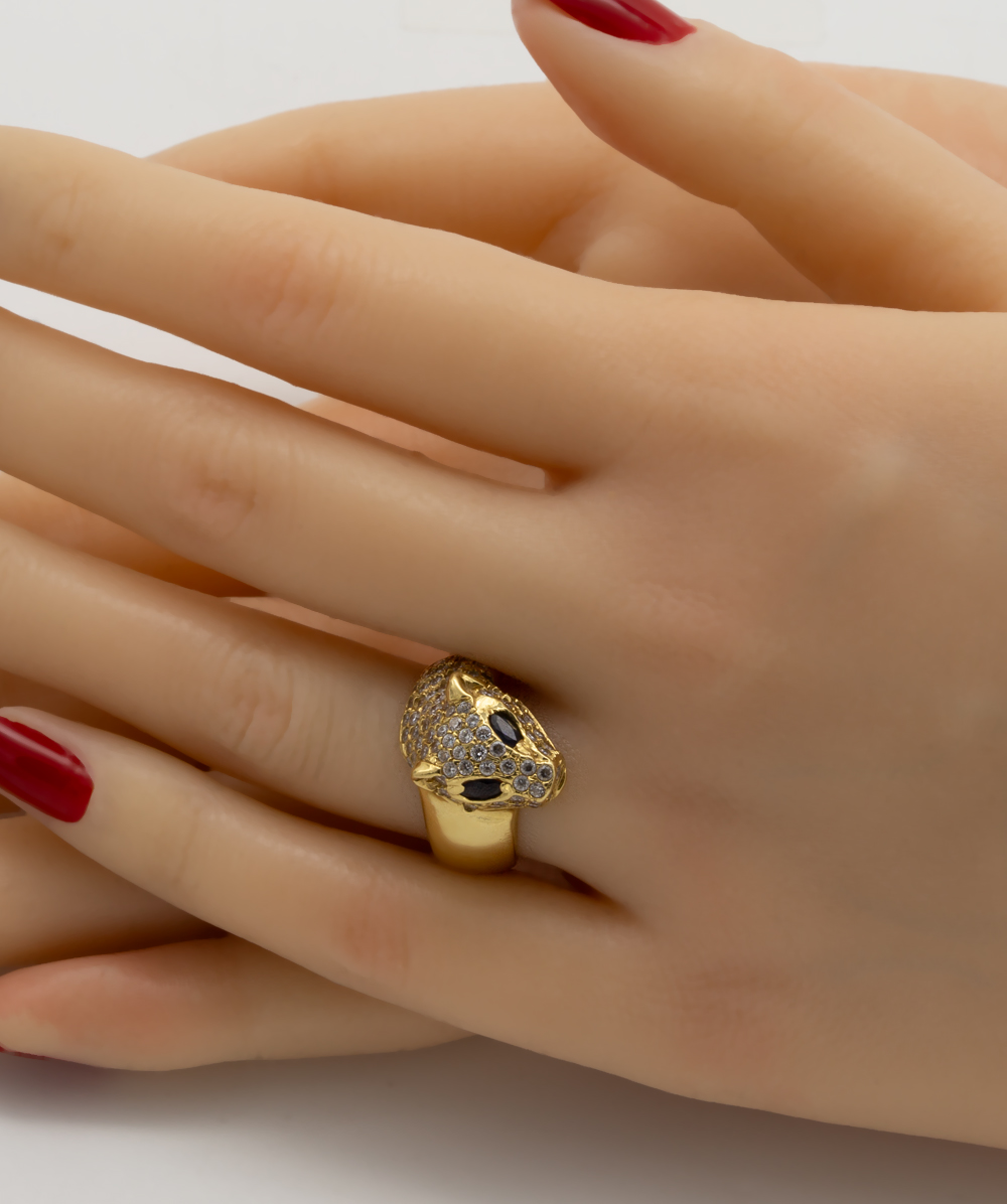 Ring Panther mit Farbsteinen 750er Gelbgold