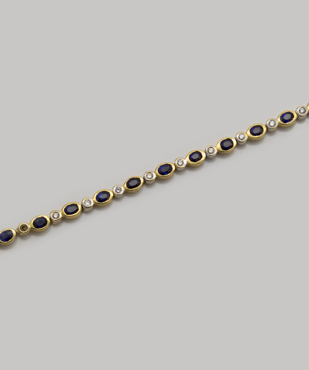 Armband mit Brillant-Safir 750er Gelbgold