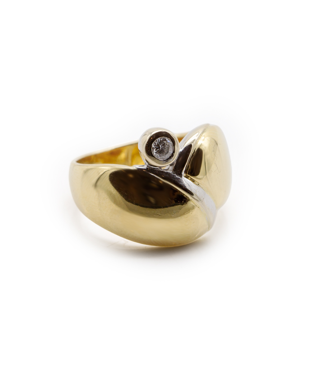 Ring mit Brillantsolitär 750er Gold bicolor