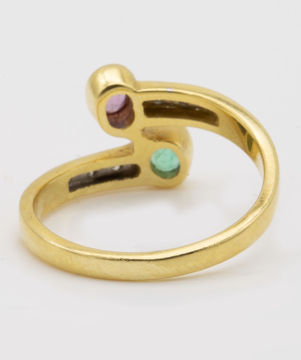 Ring mit Farbsteinen 750er Gold bicolor