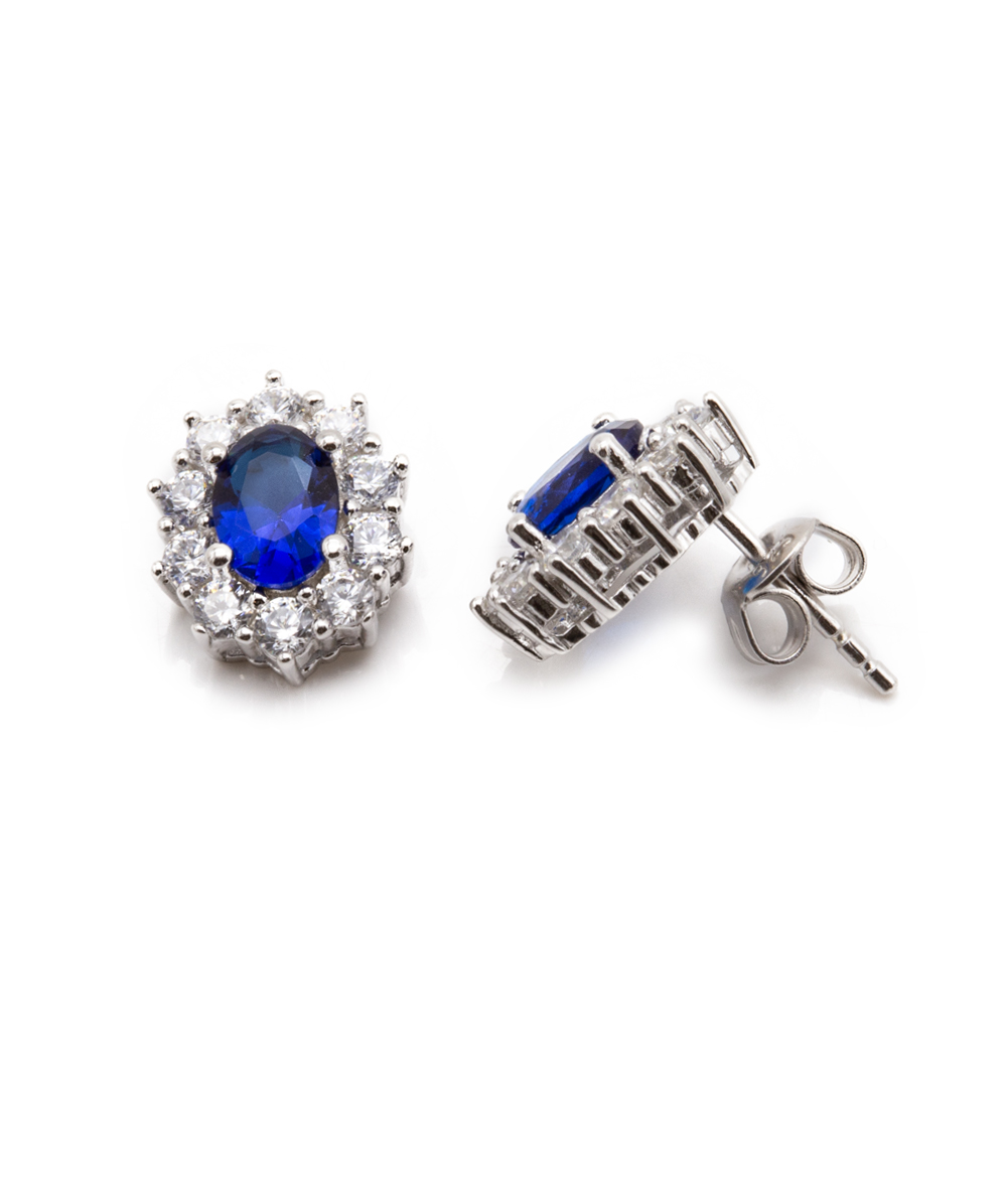 Ohrstecker mit Zirkonia und Safir 925er Silber