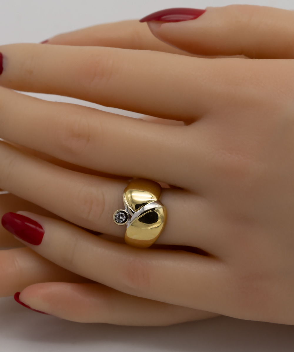 Ring mit Brillantsolitär 750er Gold bicolor