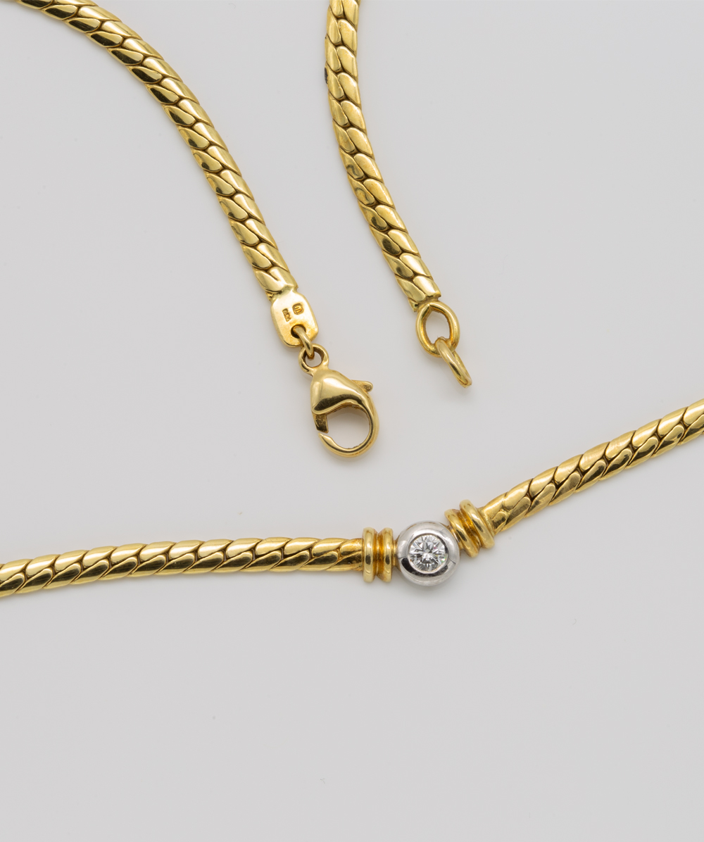Collier mit Brillantsolitär 750er Gold bicolor