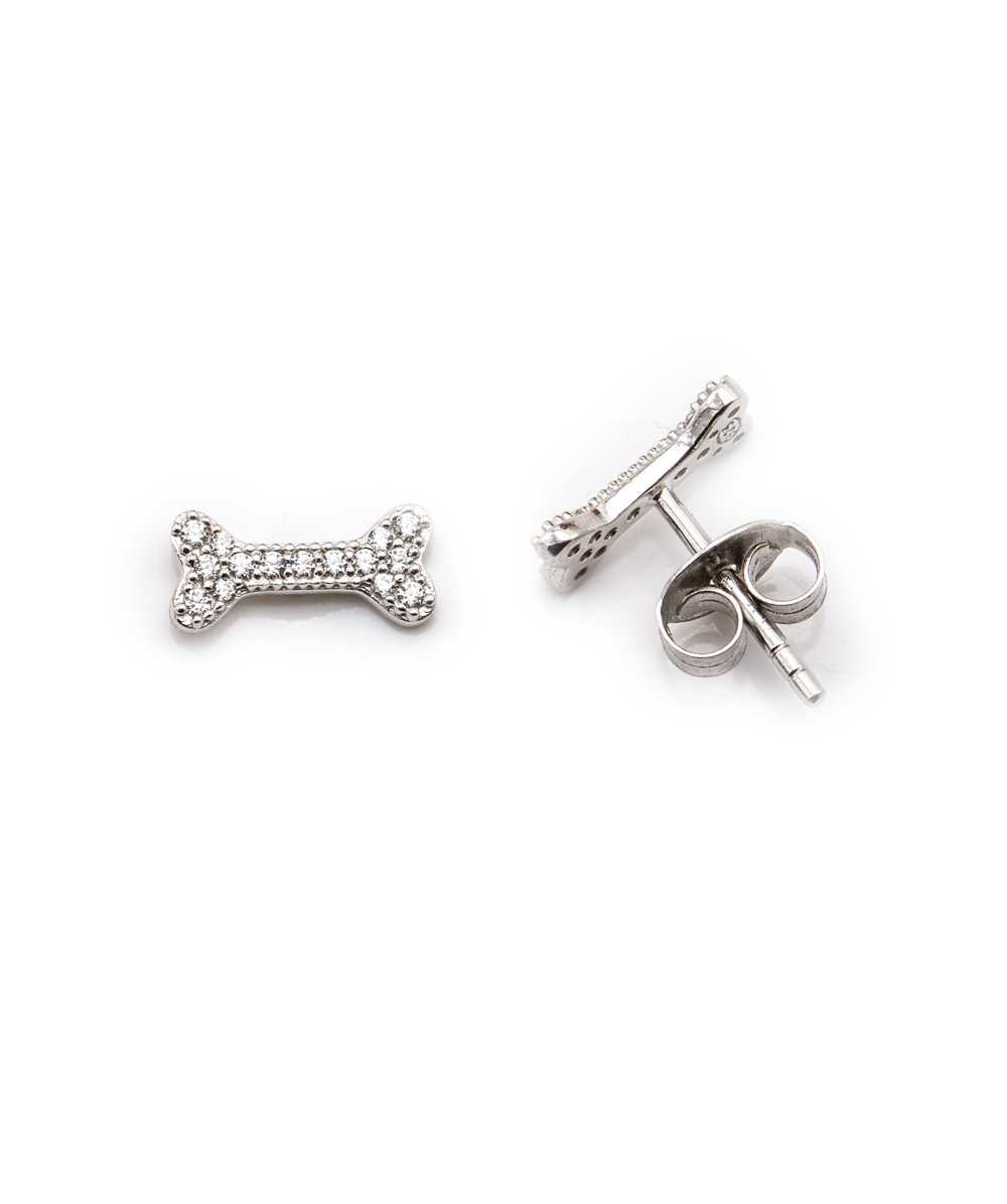 Ohrstecker Knochen mit Zirkonia 925er Silber
