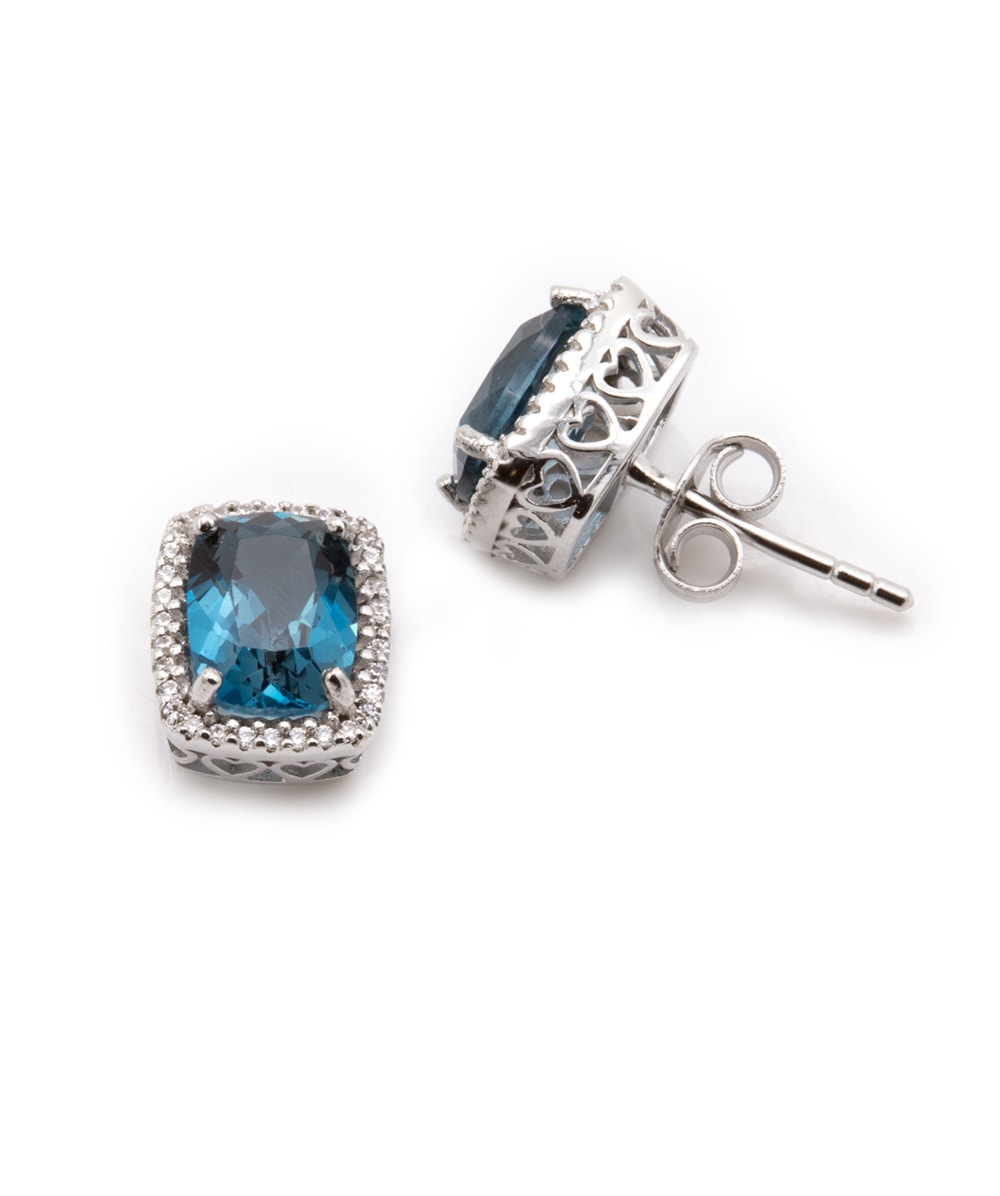 Zirkoniaohrstecker London Blue Topas 925er Silber 