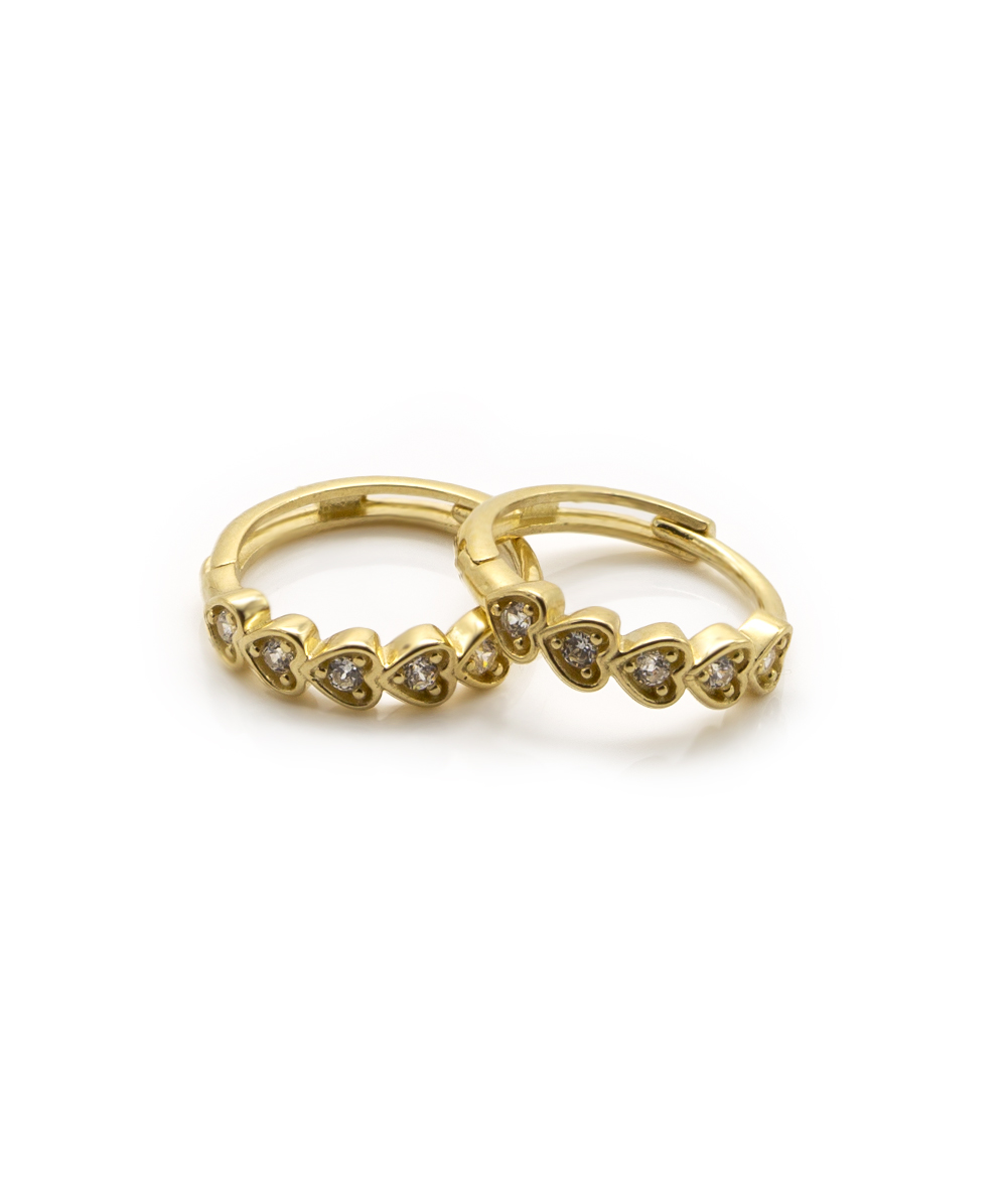 Herzcreolen mit Zirkonia 333er Gelbgold