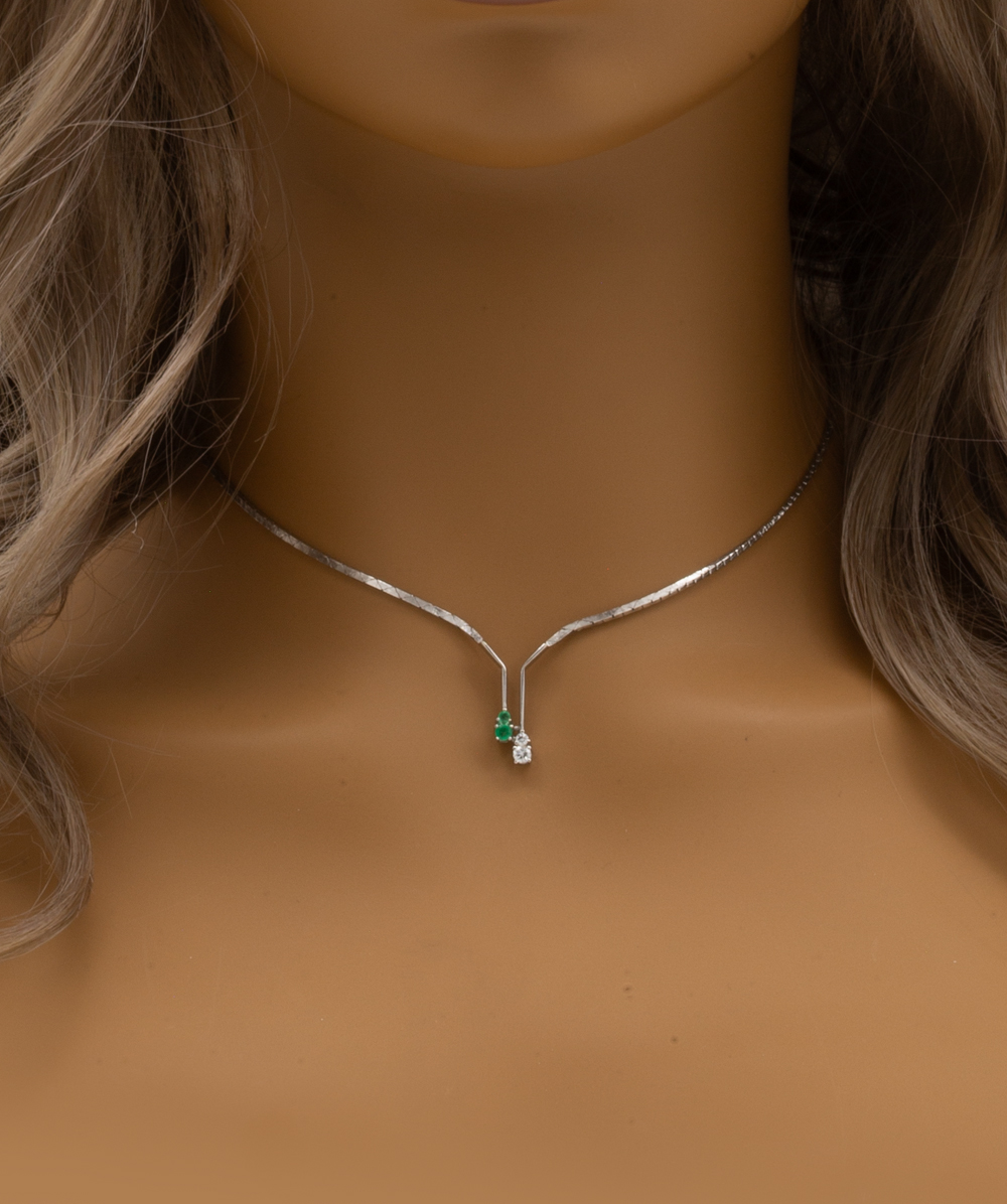 Brillantkette mit Echt Smaragd 585er Weißgold