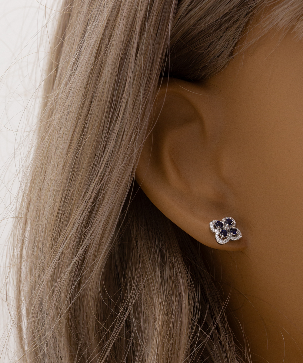 Ohrstecker mit Brillant Safir 585er Weißgold