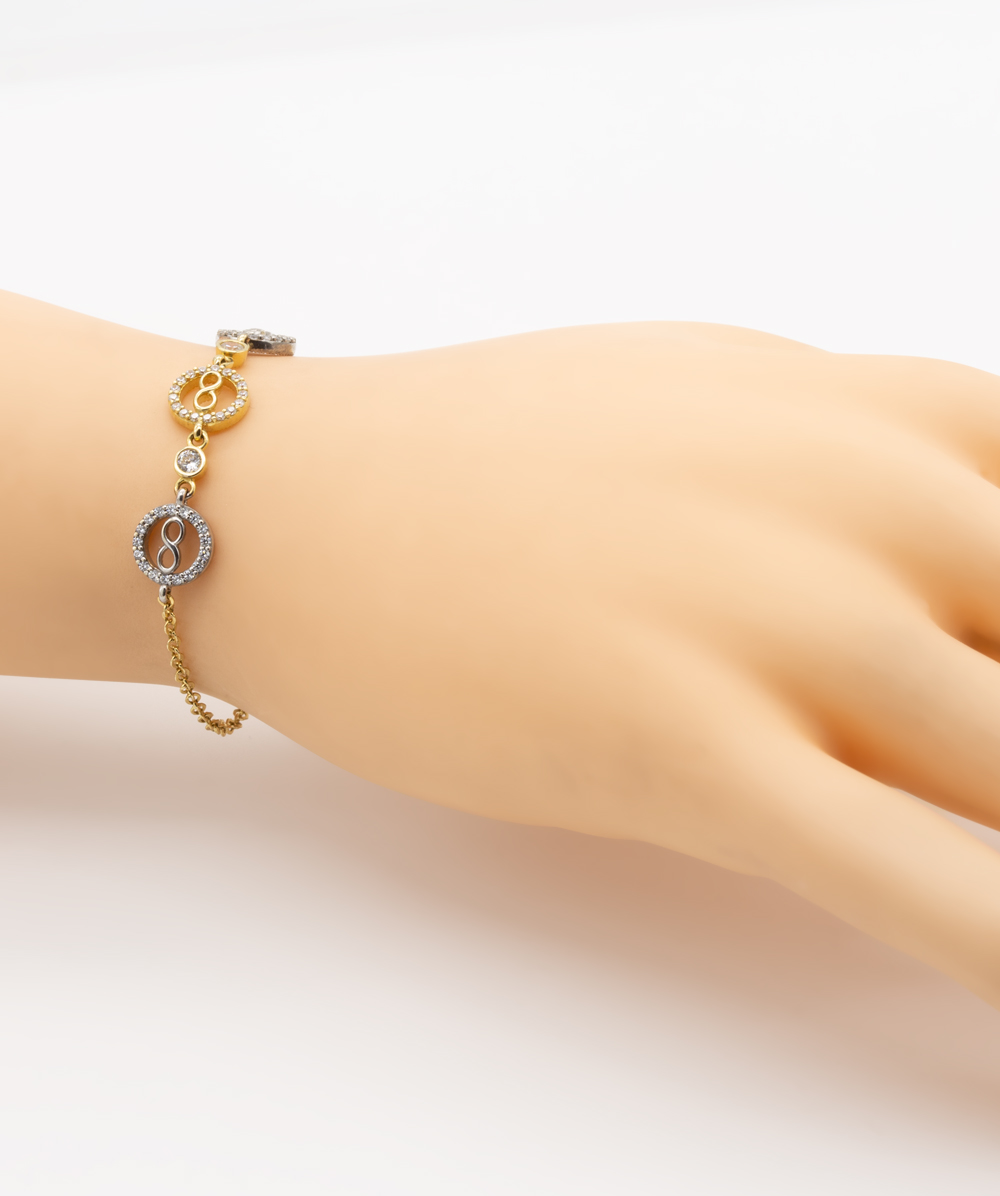 Armband "Infinity" mit Zirkonia 585er Gold bicolor