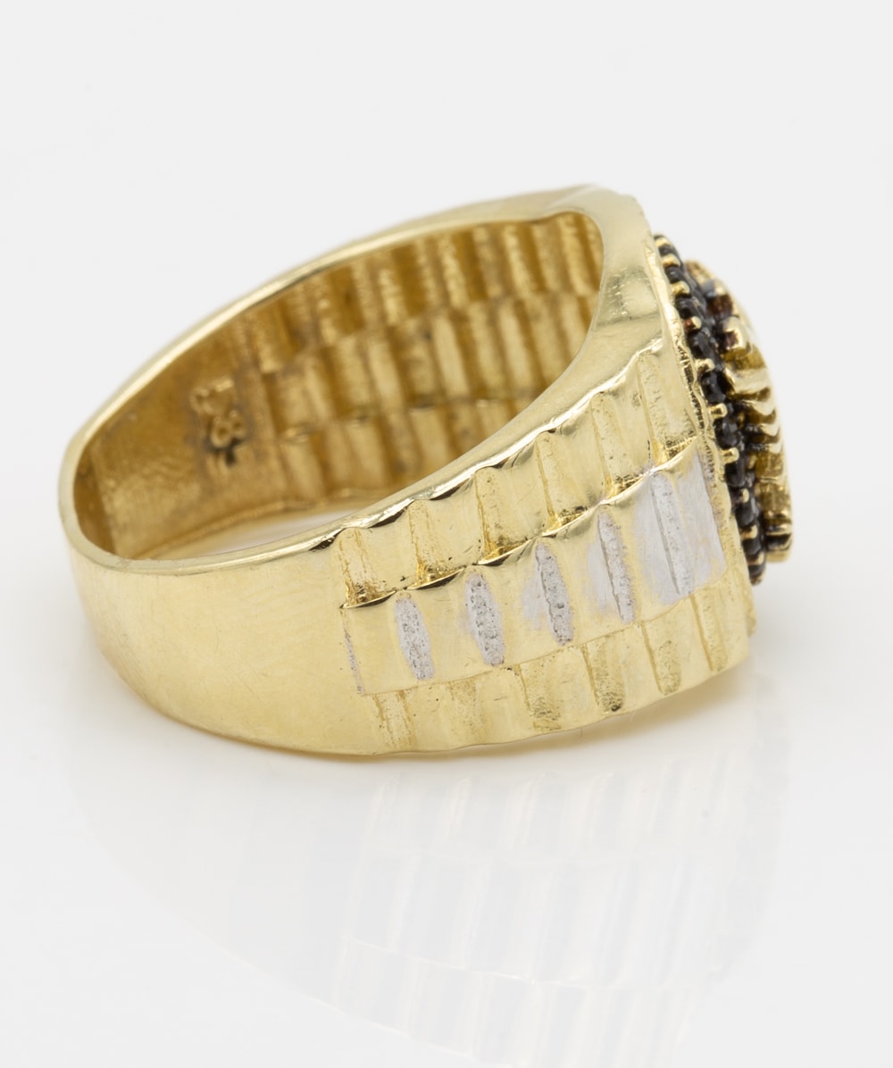 Ring Adler mit Zirkonia 585er Gold bicolor