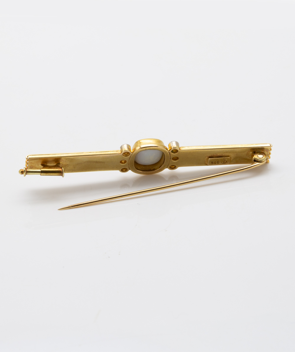 Brillantbrosche mit Opal 585er Gelbgold