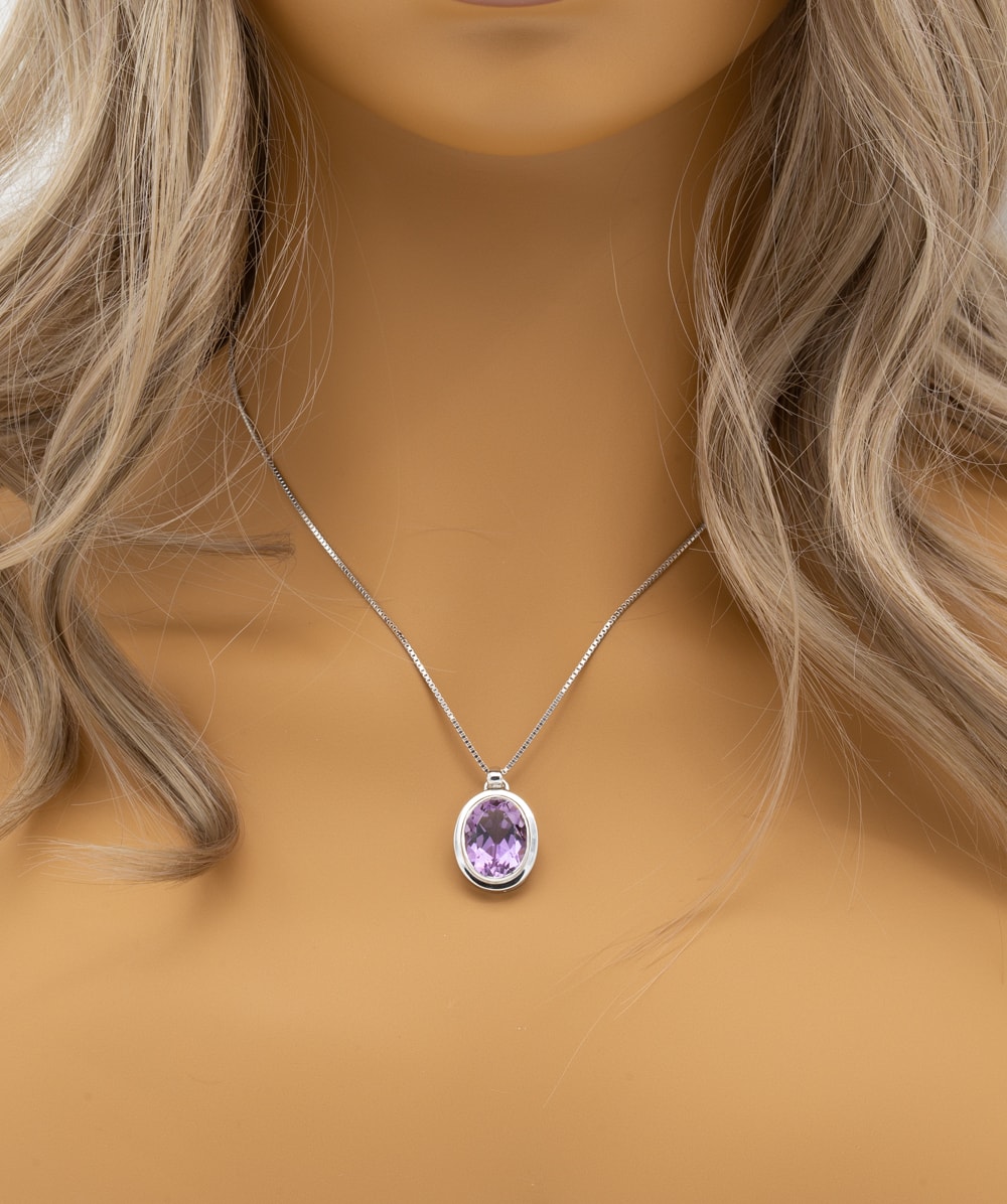Anhänger mit Echt Amethyst 585er Weißgold