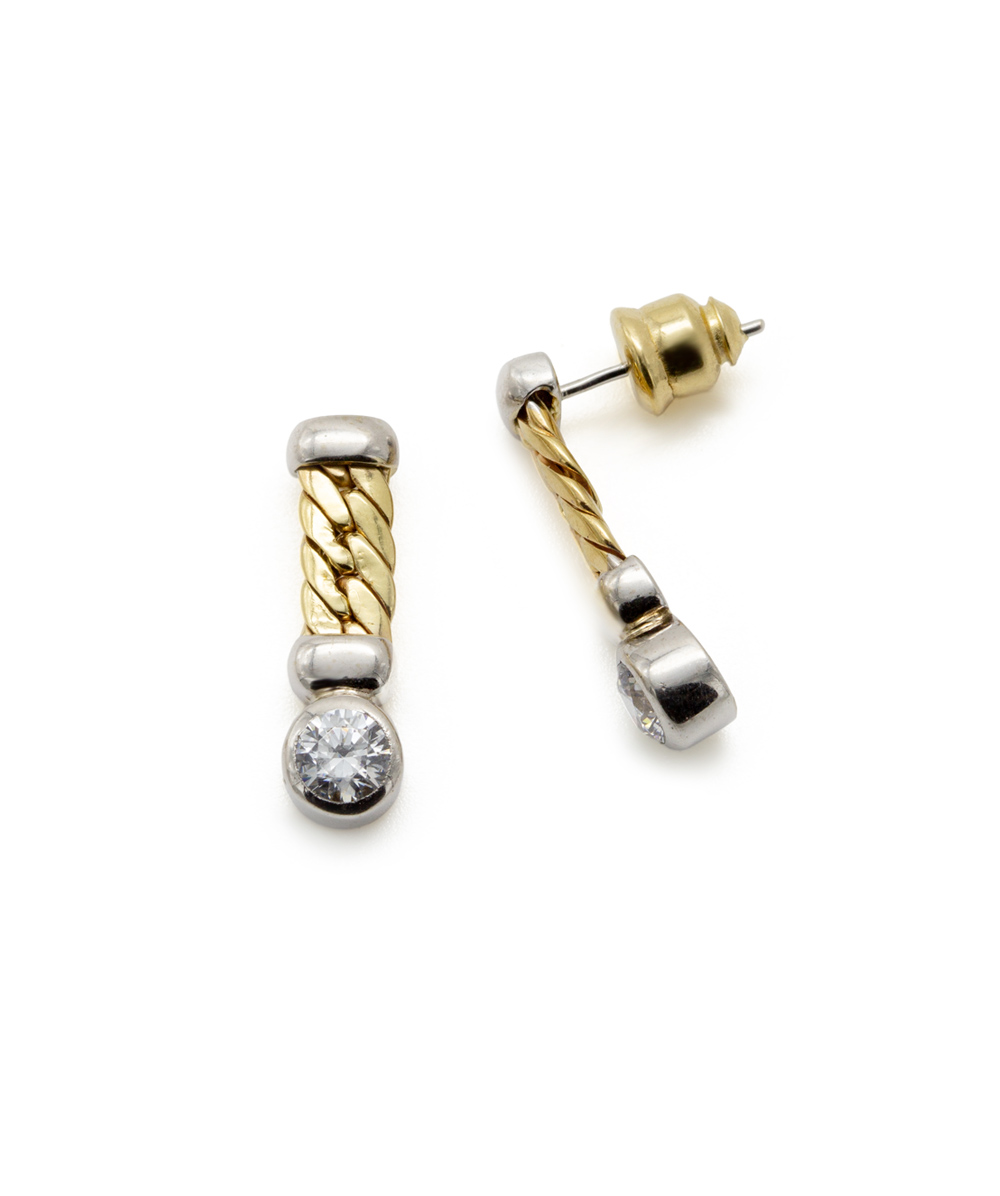 Ohrhänger mit Zirkonia 585er Gold bicolor 