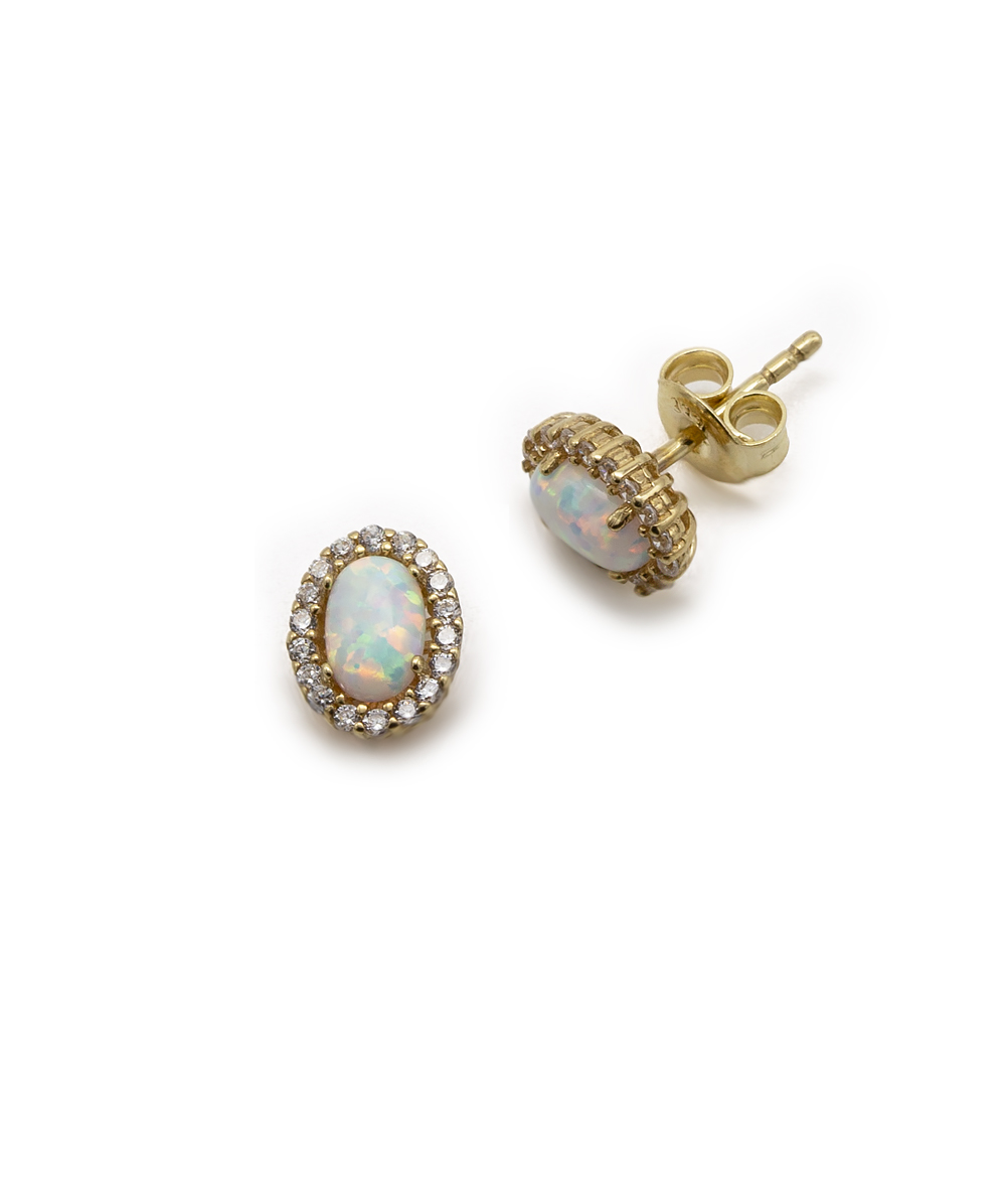 Ohrstecker mit Opal-Zirkonia 333er Gelbgold