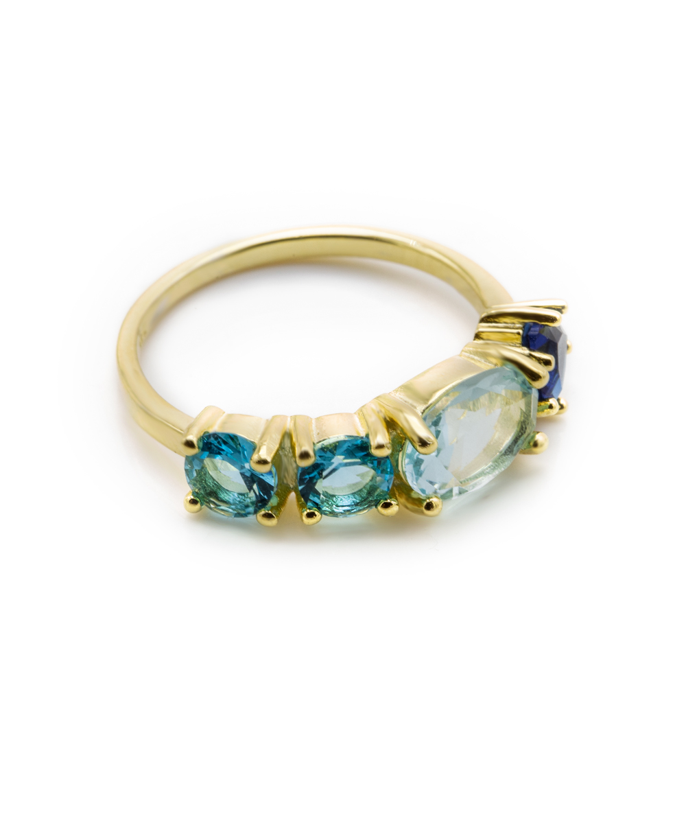 Ring mit Farbsteinen 925er Silber vergoldet 