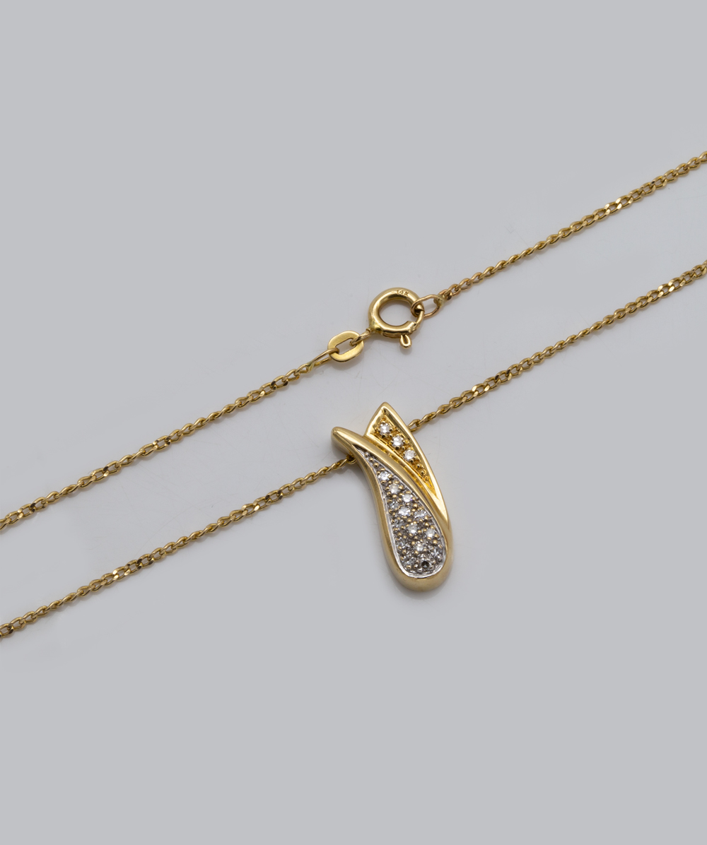 Kette mit Brillantanhänger 585er Gold bicolor