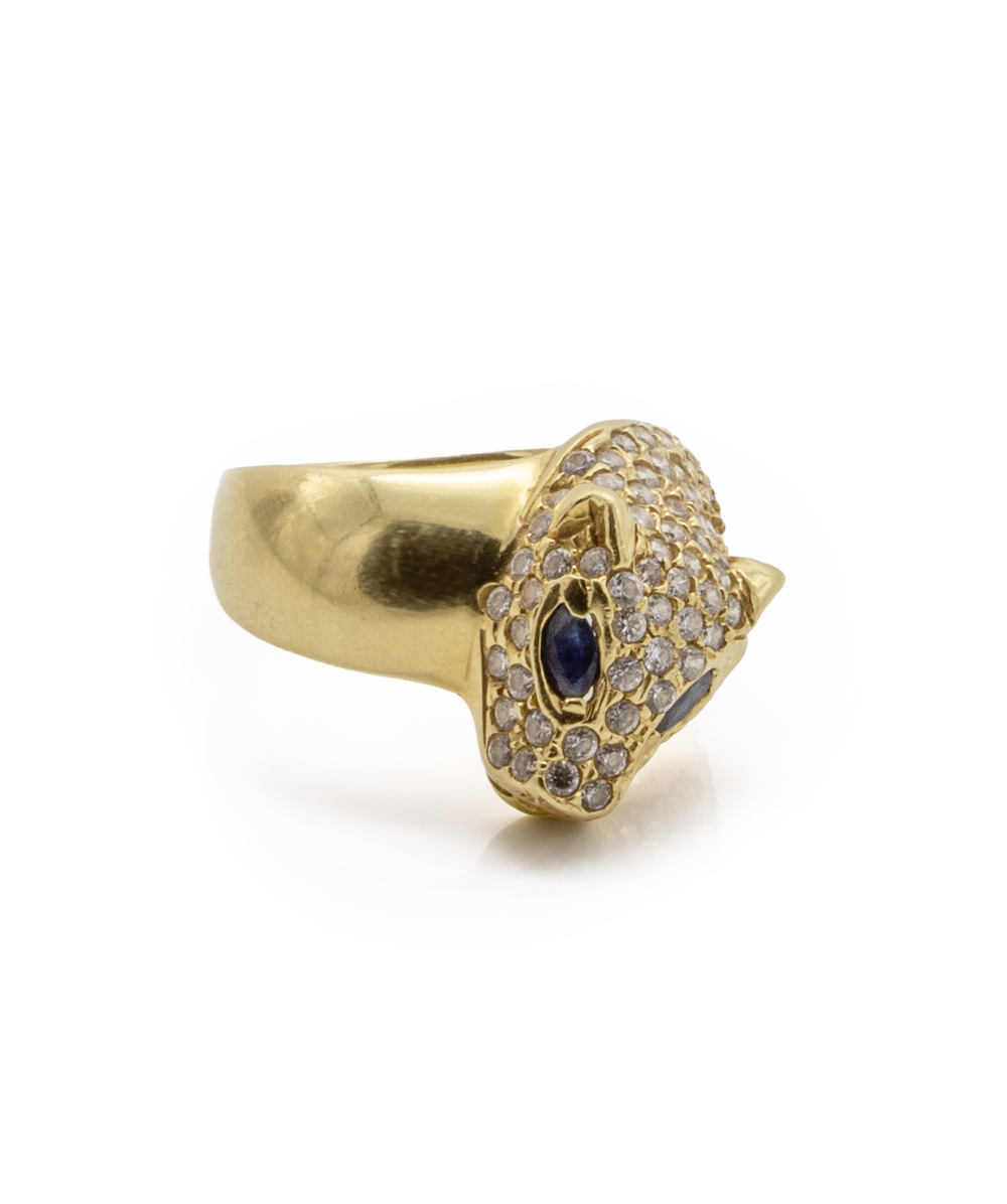 Ring Panther mit Farbsteinen 750er Gelbgold