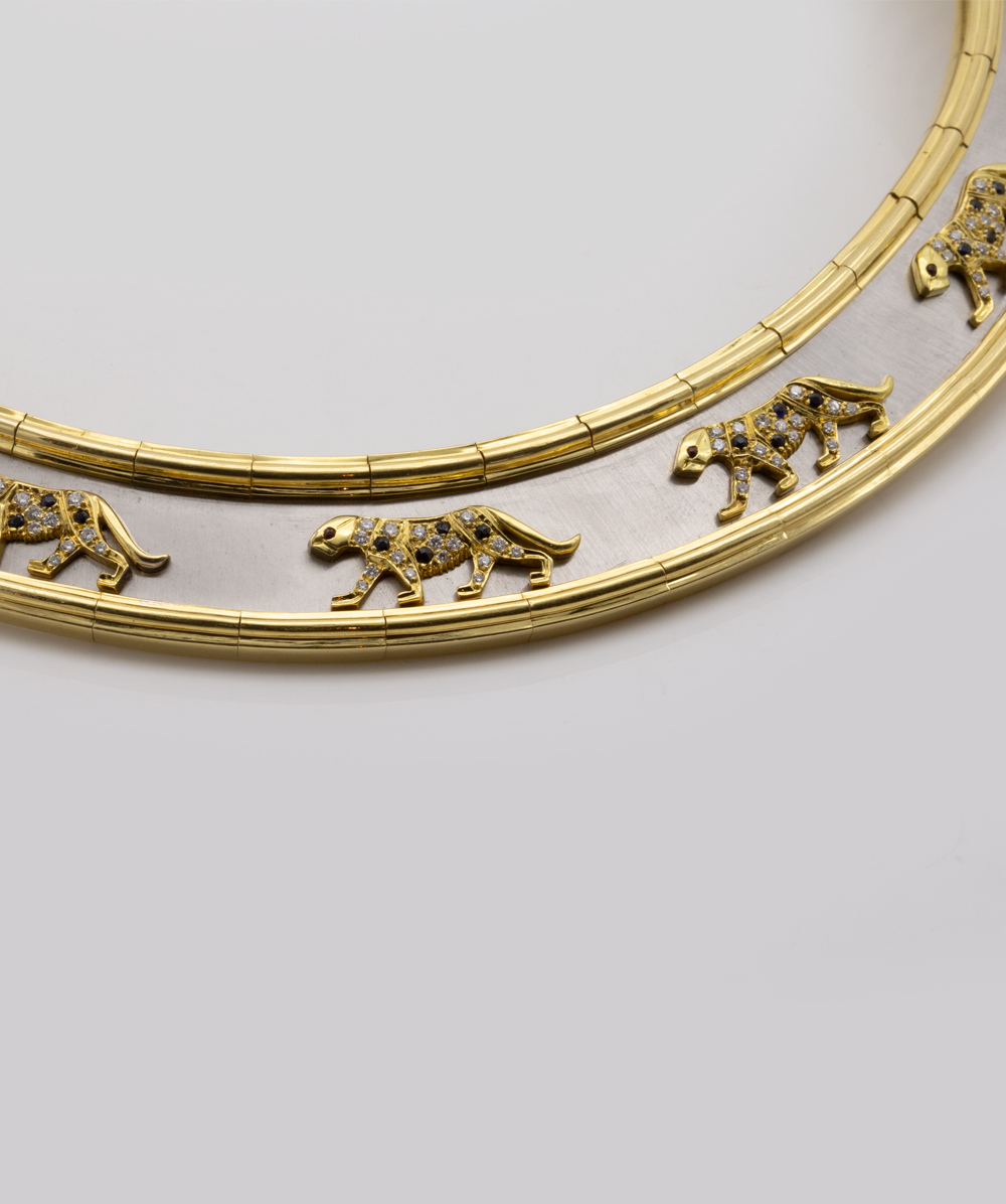 Brillanthalsreif mit Farbsteinen 750er Gold bicolor - Alternative View