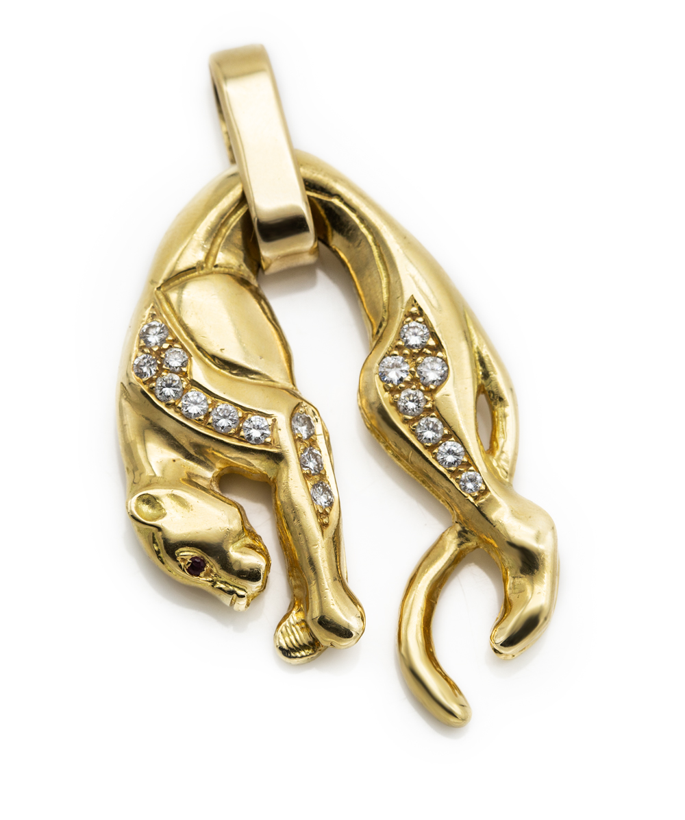 Anhänger Panther mit Brillant 750er Gelbgold