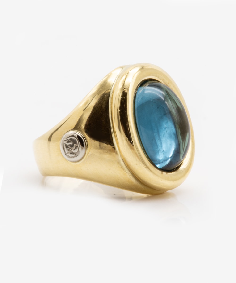 Ring mit Farbstein 750er Gold bicolor