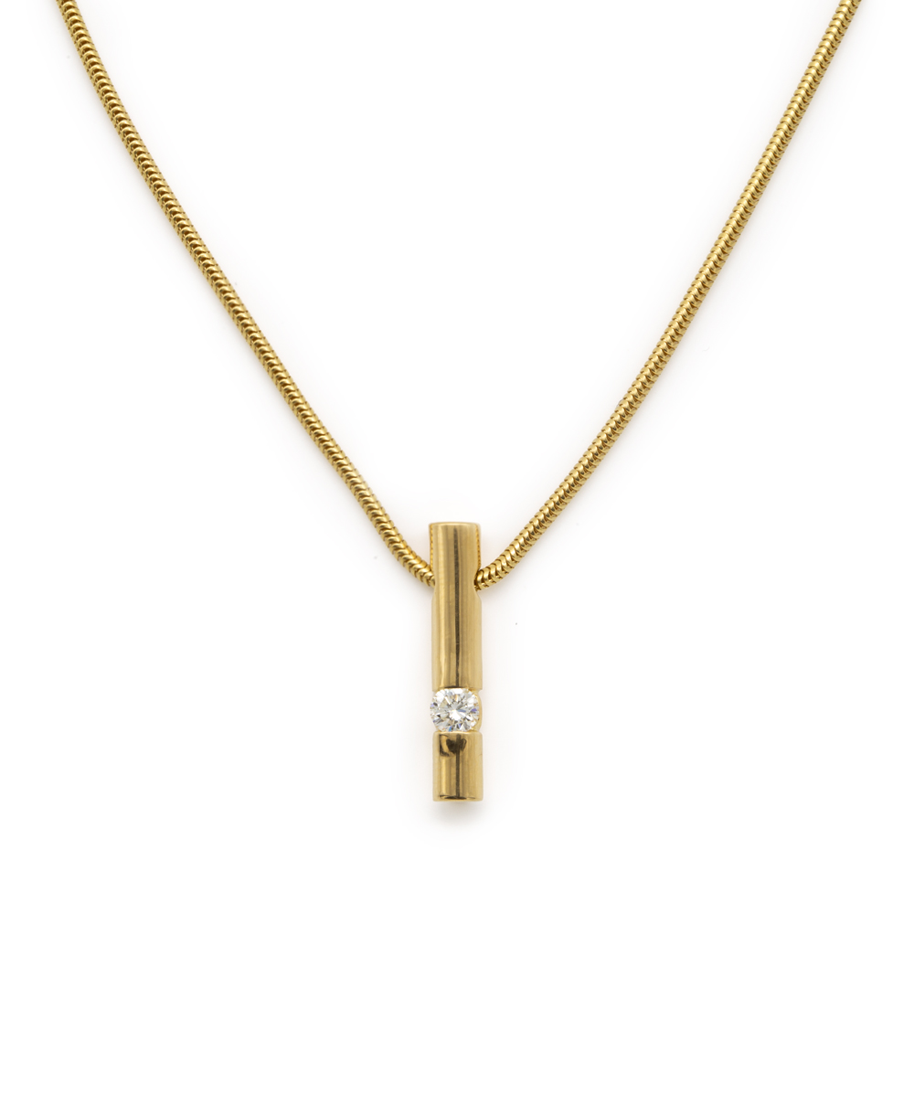 Kette mit Brillantanhänger 750er Gelbgold