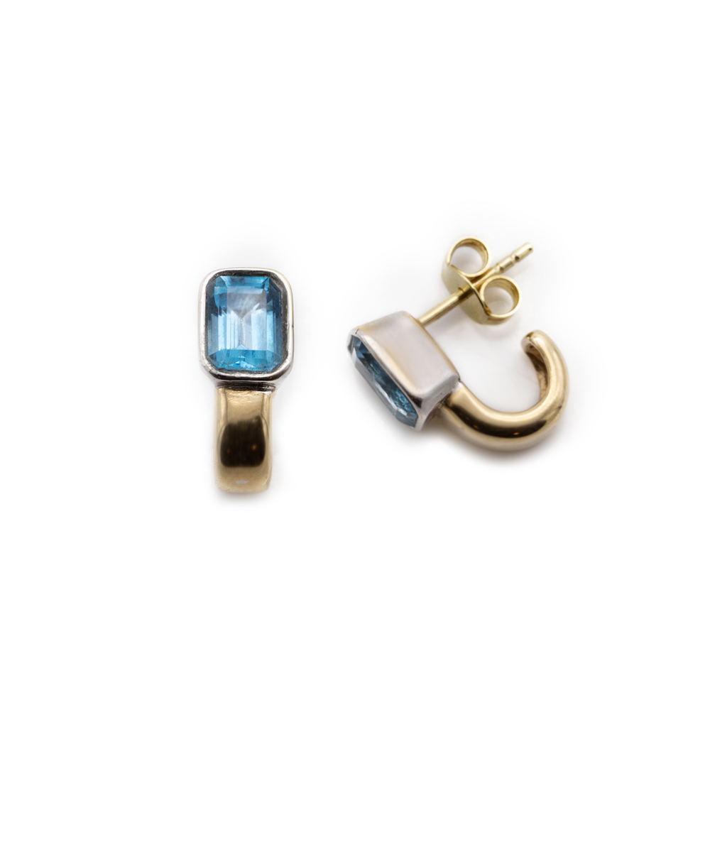 Ohrstecker mit Farbstein 585er Gold bicolor