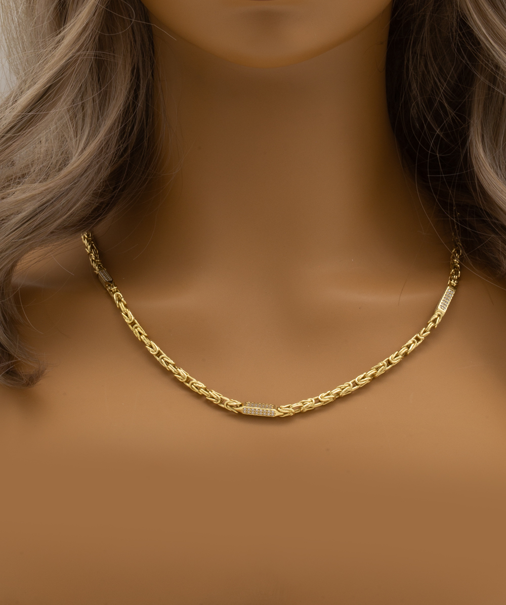 Königskette mit Zirkonia 585er Gelbgold