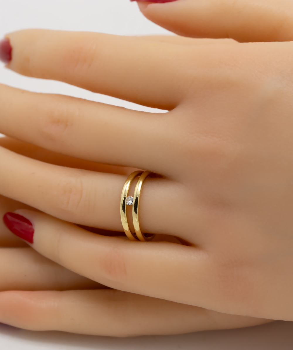 Ring mit Brillantsolitär 585er Gelbgold