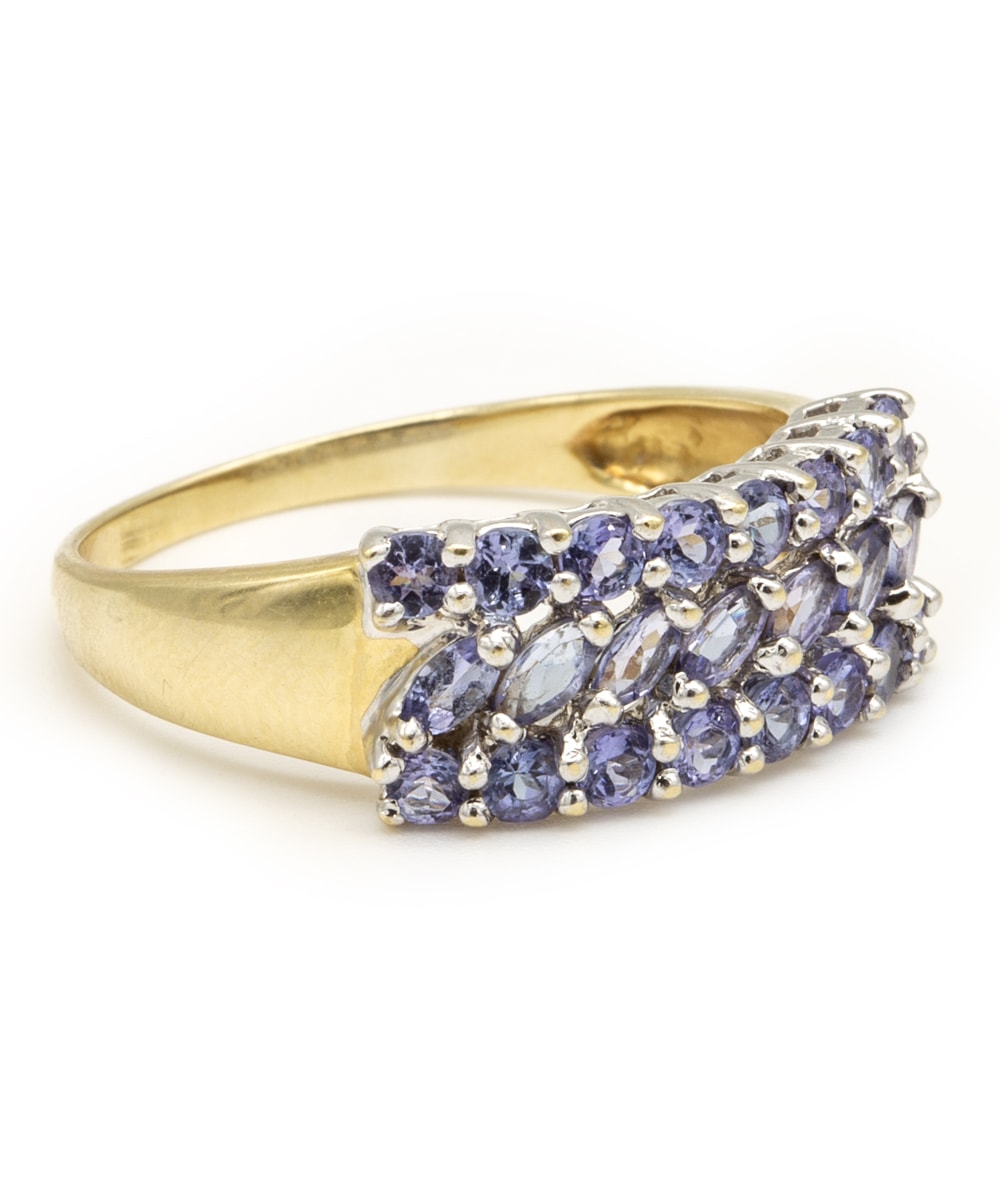 Ring mit Zirkonia-Lavendel 585er Gold bicolor