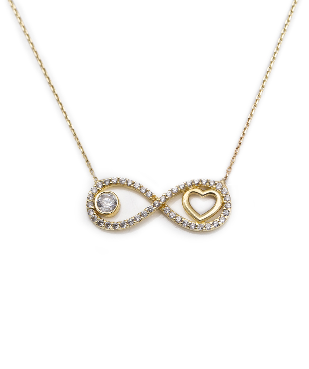 Herz-Infinitykette mit Zirkonia 585er Gelbgold RESERVIERT THIEL 27.06.2025 