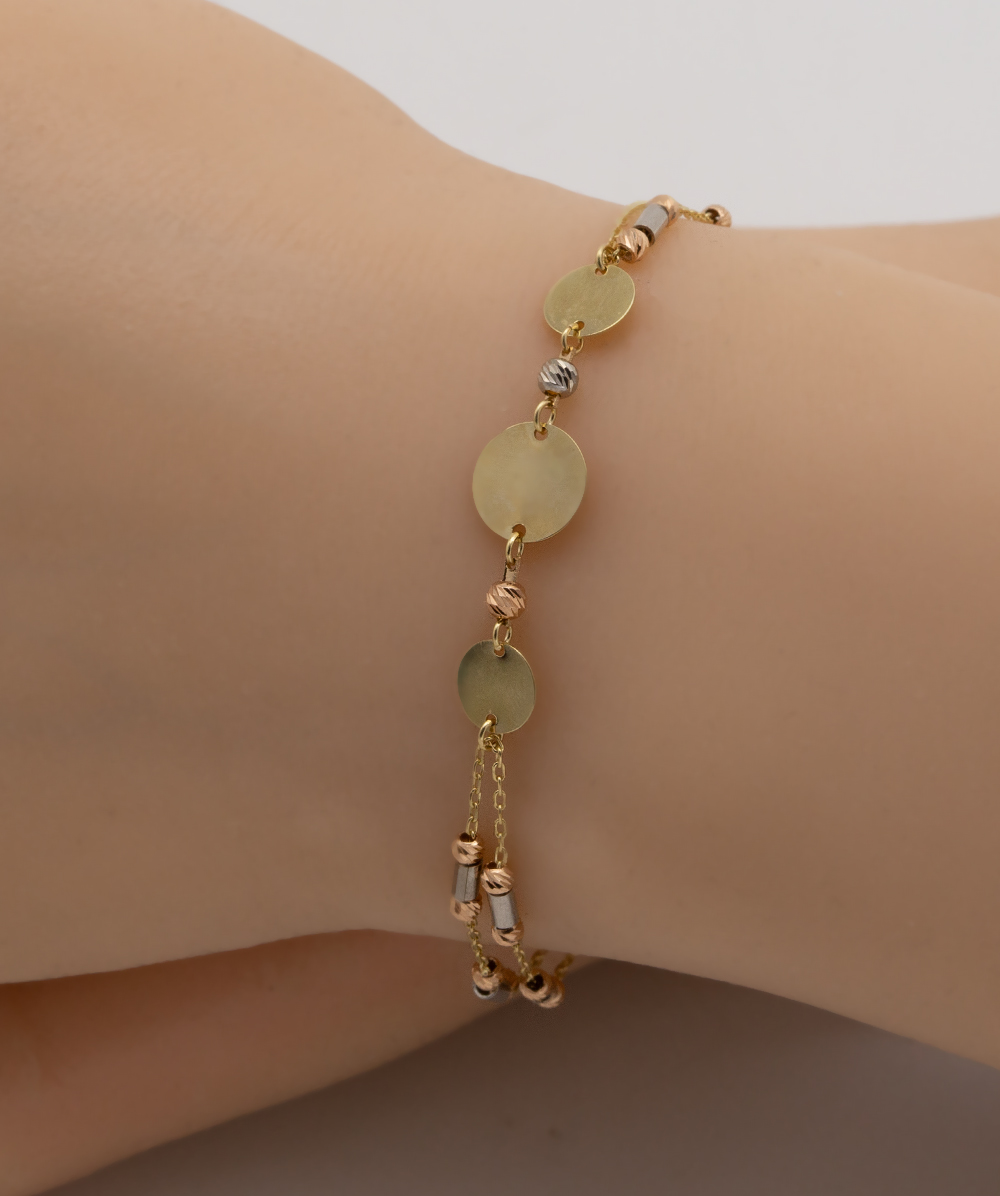 Armband 585er Gold tricolor