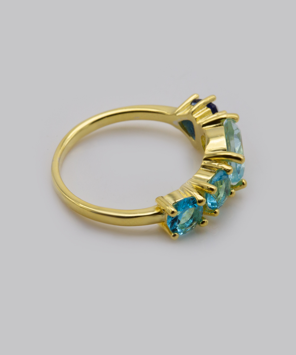 Ring mit Farbsteinen 925er Silber vergoldet 