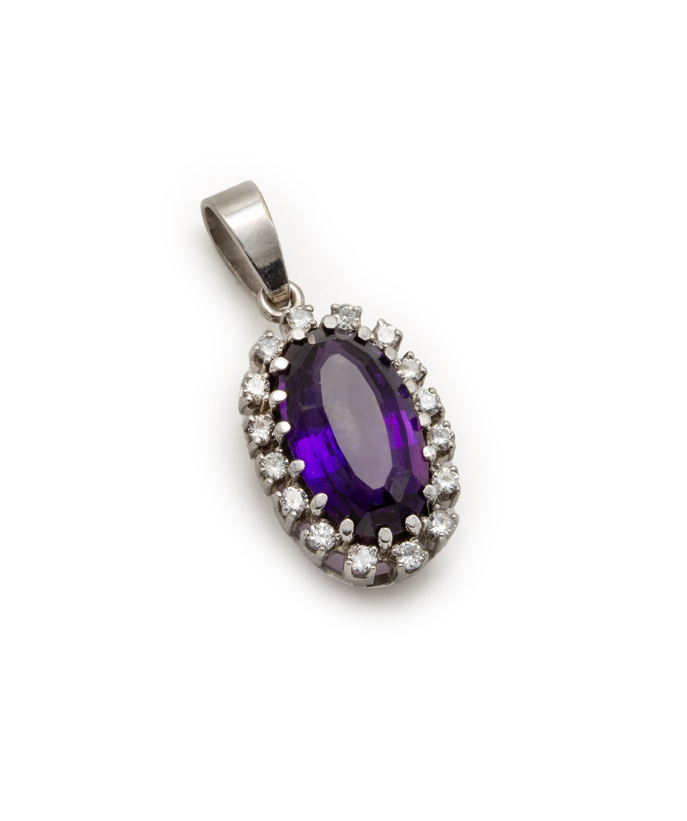 Brillantanhänger mit Echt Amethyst 585er Weißgold
