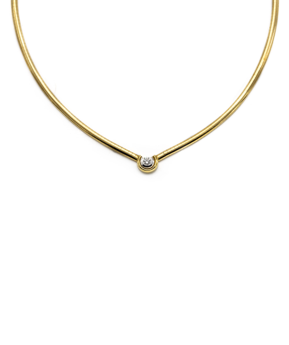Halskette mit Brillantsolitär 750er Gold bicolor 