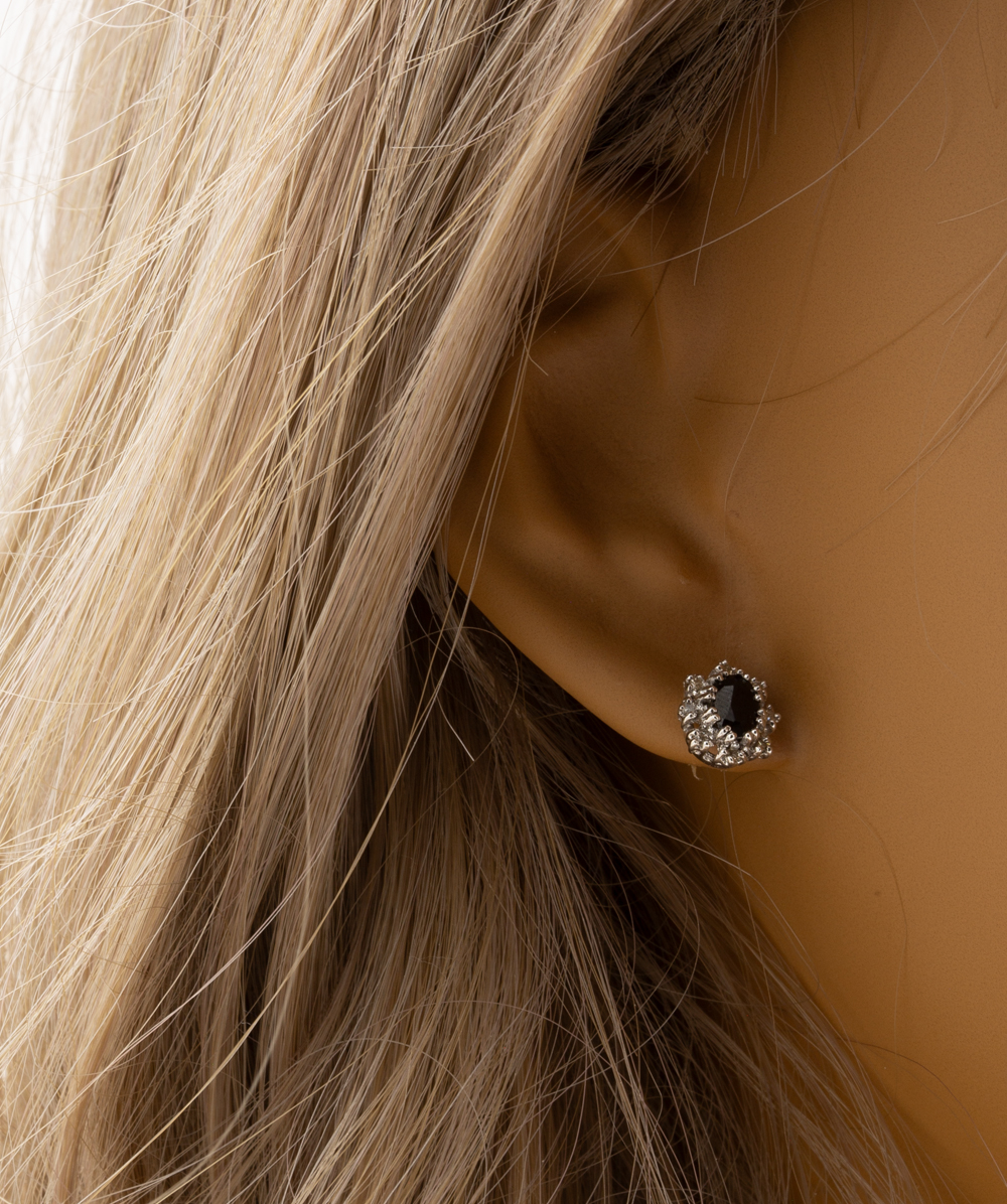 Ohrstecker mit Brillant-Safir 750er Gold bicolor