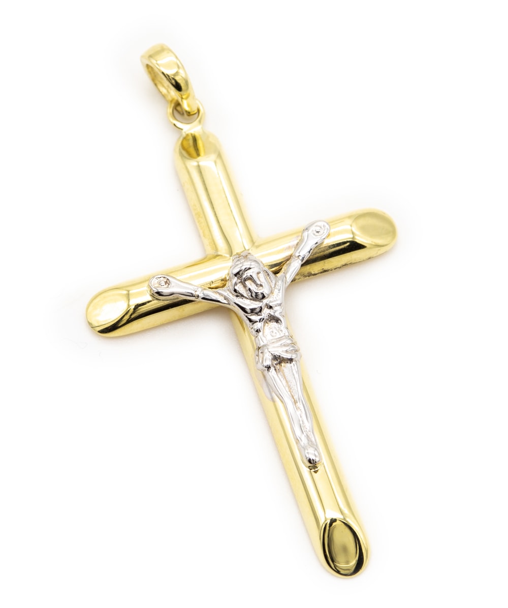 Kreuz mit Korpus 333er Gold bicolor