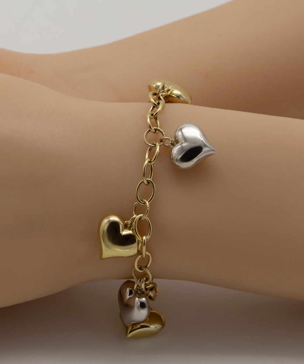 Armband Herzanhänger 333er Gold bicolor