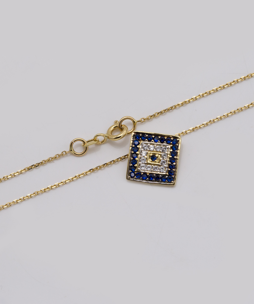Halskette mit Farbsteinen 585er Gelbgold