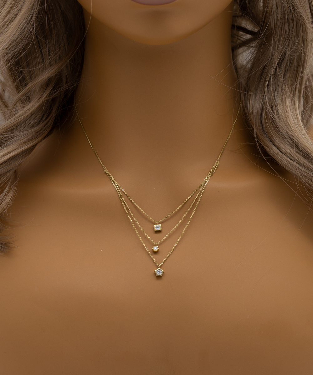 Kette mit Zirkonia 333er Gelbgold